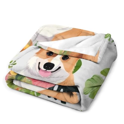 Couverture flanelle fleurs et corgi, l'idée cadeau de voyage originale et utile - 4