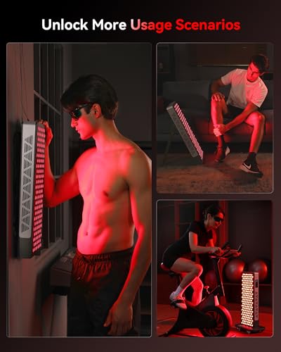 Image of FLIKEZE Red Light Therapy Panel for Full Body Face, Dual Chip 660nm 850nm | Near Infrared Light Therapy Device with 3 Modes Timer Stand, Light Therapy Lamp for Body, Home Office Gym, Basic 156 LEDs