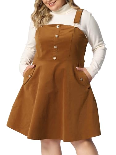 Agnes Orinda Corduroy Pinafore Short Dress for Women 2023 Plus Size...