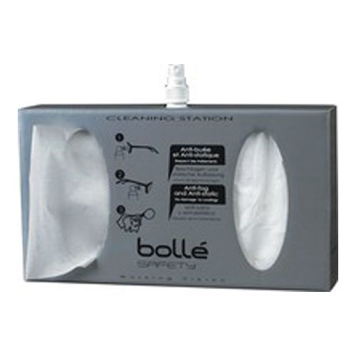 Bollé B410 b-clean estación de limpieza de cartón 400 Tejido, anti-bacterias, antiestático, antirreflejos, lente limpiador en spray, 250 ml