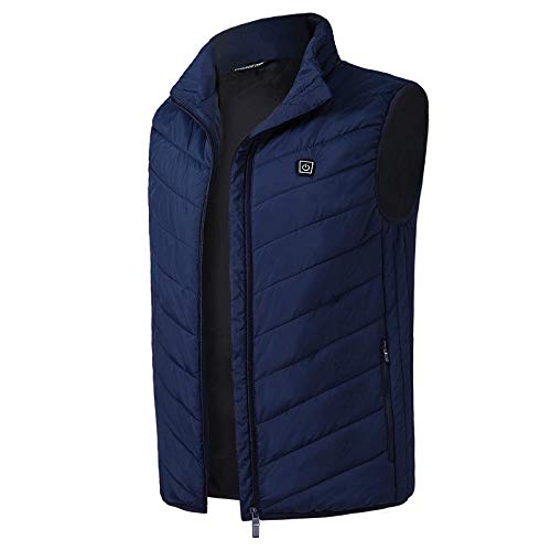 Chaleco Ligero,Chaleco Calefactor Con Aislamiento Para Hombre Chaleco Calefactor Con Calefacción Usb Chaleco Deportivo Abrigo Azul Cuello Sin Mangas Cálido Chaqueta De Chaleco Con Calentador Acolch