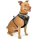 WINSEE Dog Harness No-Pull, Pet Harness with Dog Collar, Adjustable Reflective Oxford Material Outdoor Vest, Front/Back Leash Clips for Medium, Large, Extra Large Dogs, Easy Control Handle for Walking