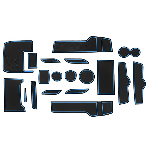 Asgohme Fit for Honda Civic 2016-2021 (Sedan) Accessories, Upgraded Custom Non-Slip Cup Holder Inserts, Center Console Liners, Door Pocket Pads, Interior Anti-Dust Liner Mats (21-PCS, Blue Trim)