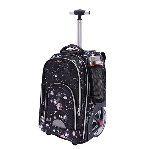 PromiseFly Mochila con ruedas, 45 L, altura regulable, con ruedas, resistente a salpicaduras y suciedad, bolsa de viaje con cerraduras para viajes cortos, viajes de negocios, 33 x 25 x 49 cm, Stargray