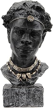 Leekung African Statues and Sculptures for Home Decor,African Figurines Head Statue Decorations for Home,African Art Sculptures Man Statue Decor for Living Room Antique Black Color