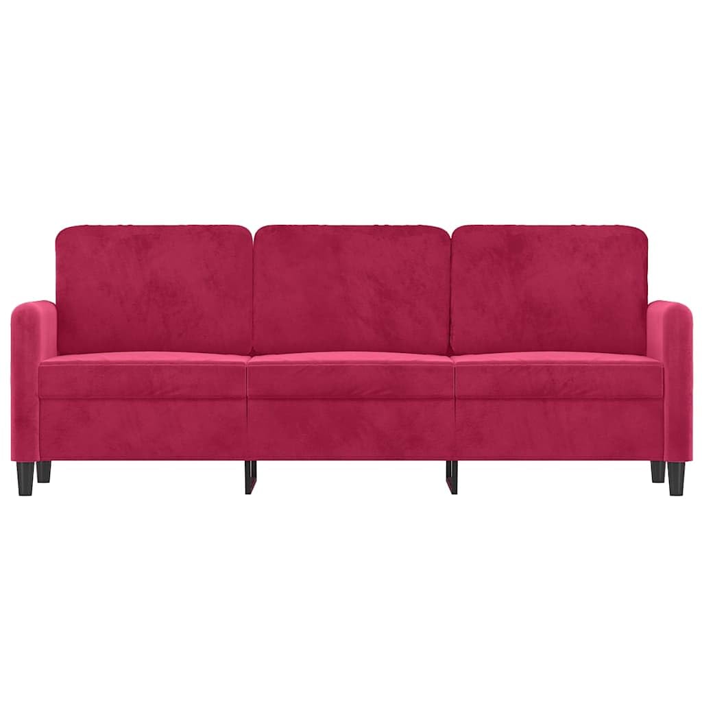 Velours doux cadre métallique stable salon détente 3 places 180cm Rouge
