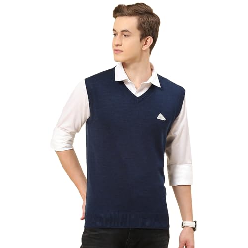 Image of Monte Carlo Men Regular Fit Sleeveless Solid V Neck Winter Sweater (Pack of 1)