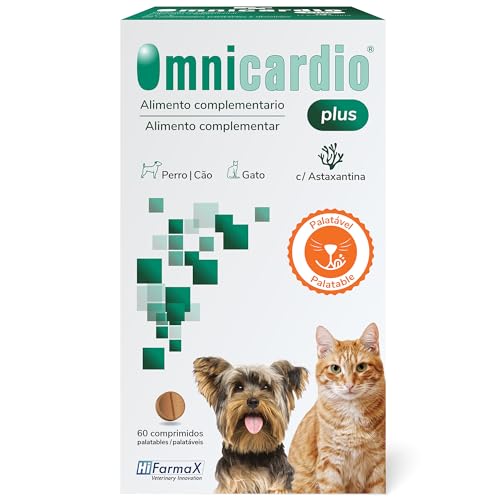 Omnicardio Plus Hifarmax Suplemento cardíaco para cães e gatos, apoio ao coração com taurina e L-carnitina | Suplemento coração cães, 60 comprimidos