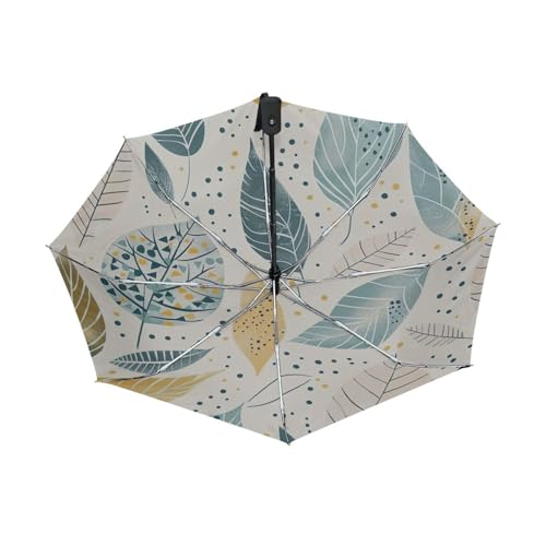 Parapluie à ouverture automatique compact à motif feuilles