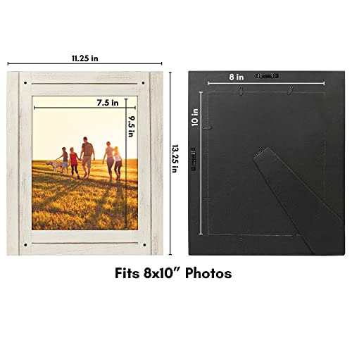 Americanflat 8X10 Rustic Picture Frame In Aspen White With Textured Wood And Polished Glass - Horizontal And Vertical Formats For Wall And Tabletop #TOP1