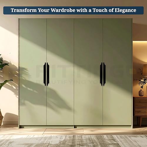 Image of Goldcrest 20cm Handle for Wardrobe & Cabinet /Cupboard Handle /Wardrobe Handle /160mm Hole to Hole (Silk Black) Pack of 1 - Left Side Handle-| 3 Years Warranty |