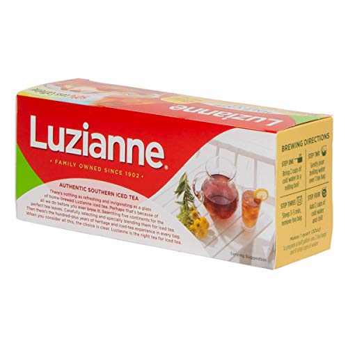 Luzianne Half-Caff Tea Bags, Family Size, Unsweetened,108 Iced Tea Bags (6 Boxes Of 18 Count Pack), Specially Blended For Iced Tea, Clear & Refreshing Home Brewed Southern Iced Tea #TOP3