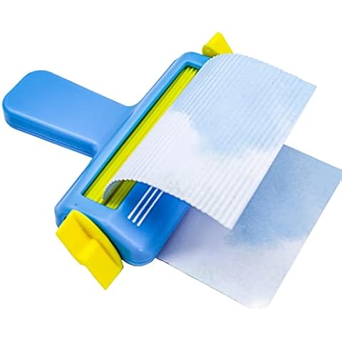 KRUCE Paper Crimper Paper Craft Tools,Cyan Paper Quilling Tool Paper Wave Shaper Making Tool with Knob for DIY Arts Crafts Scrapbooking Cover