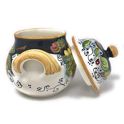 Hand-Painted Italian Ceramic Cookie Jar - Exquisite Tuscan Biscotti Storage with Fruit Design - Image 3