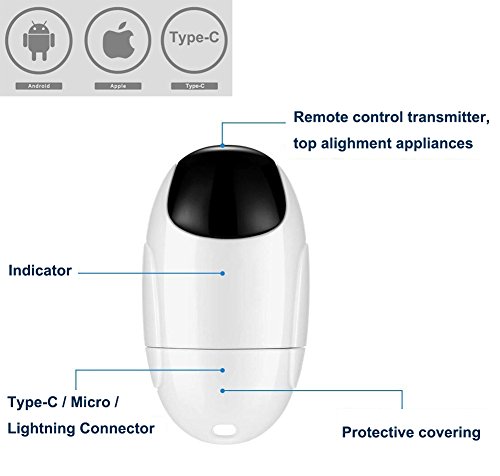 Ir Remote Controller Adapt For Iphone,Android,Type-C,For Air Conditioner/Fan/Tv And More, Ir Remote Control Smart Phone Adaptet By Warmword (For Android) #TOP5