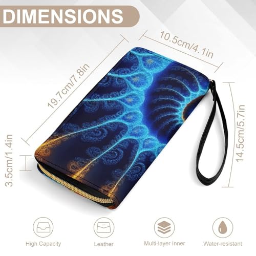 Women Travel Wallet, Zipper Closure Phone Purse, Portable Rope Wallets, Perfect for Business, Spiral Fractal Tie Dye Octopus2