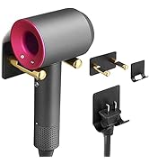 OBEST ヘアドライヤーホルダー 壁掛け式ヘアドライヤー スタンド バスルーム／ベッドルーム／洗面所／理髪店用スペースオーガナイザー プラグソケット付きパンチフリーメタルヘアドライヤーブラケット