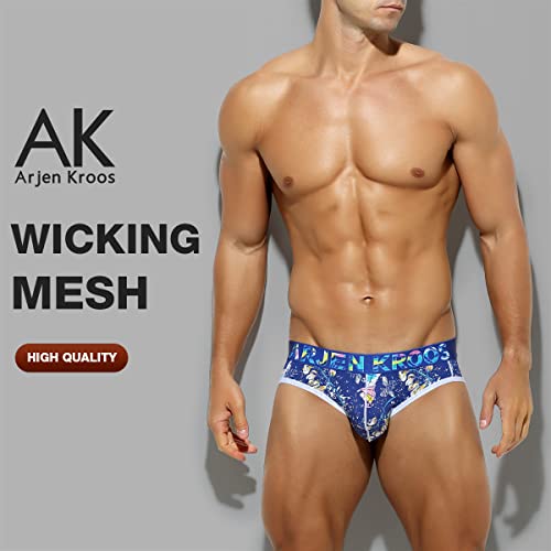image for Arjen Kroos Mens Sexy Printed Jockstrap Breathable Mesh Thong Underwea