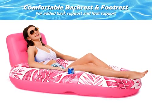 Image of Jasonwell Inflatable Pool Float Adult - Pool Floaties Lounger Floats Raft Floating Chair Water Floaties for Swimming Pool Lake Lounge Float with Cup Holders Beach Pools Party Toys for Adults