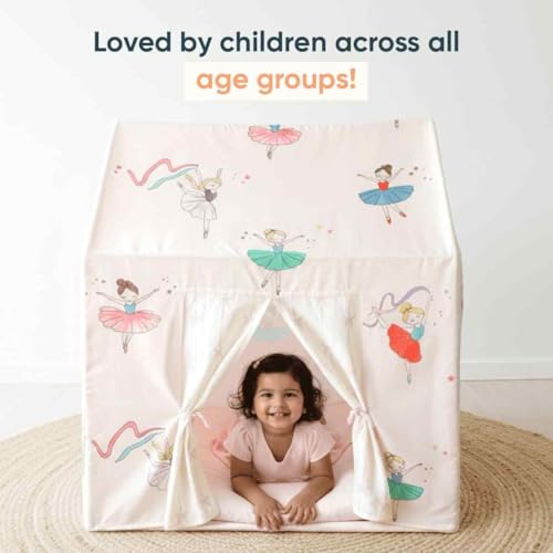Image of Curious Cub Kids Tent House|Baby Tent House for Kids 2-5 Years|Princess Print Play House for Children with Curtain & Easy Setup|Ideal for Screen Free Play Time,Pretend Play,Reading|Gift for Children