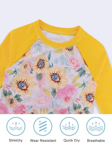 Image of Girls Swimsuit Long Sleeve Swim Shirt 3 Piece Rash Guard for Girls Bathing Suit with Boyshorts