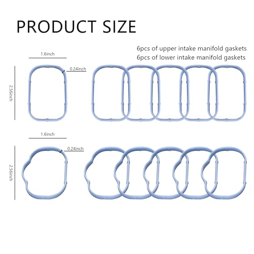 Image of 12PCS Intake Manifold Gasket for Manifold Connection,Upper & Low Intake Plenum Gasket OEM#5184331AC 5184562AC,Intake Manifold Gasket Set Compatible with Jeep Chrysler Dodge, Light Blue