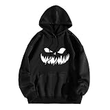 SRTUMEY Manga Larga Casual Abrigo Deporte para Otono Sudadera con Capucha y Bolsillo Holgado de Manga Larga con Estampado de Halloween Unisex Bolsillo Delantero Sudadera