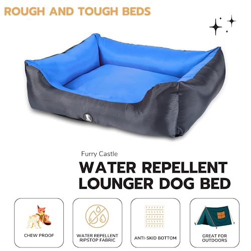 Image of Polyester Pet Bed with Chew Proof and Water Repellent Ripstop Fabric (Pack of 1, Blue, Size: M, 29.5X23X8.66 Inches)