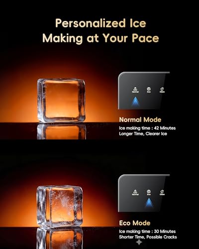 Image of ecozy 2 inch Large Ice Cube Maker with CrystalFlux Technology, 2 pcs in 30 Mins with Eco Mode, 72 pcs /Day, 24H Timer, Clear Square Ice Machine with Self-Cleaning, Enhanced Insulation for Whiskey Bar | Square Ice 72 pcs / Day, Self-Cleaning for Whiskey Bar