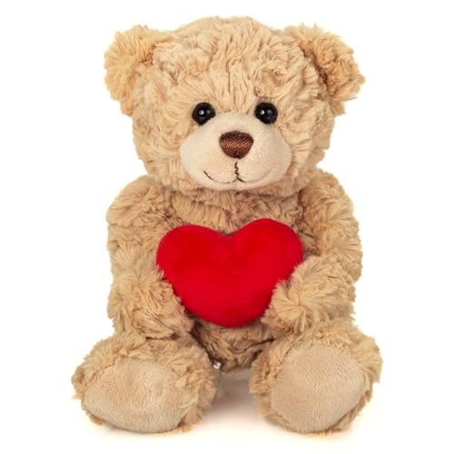 Teddy Hermann 91331 Teddy mit Herz beige 20 cm, Kuscheltier, Plüschtier
