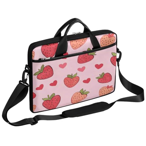 Bolso para portátil rojo con diseño de corazón de fresa 15 pulgadas miniatura 1