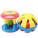 ULAKY 2pcs Baby Newborn Grasp Toy Jingle Rattle Rolling Ball Ring Hand Bell Gift