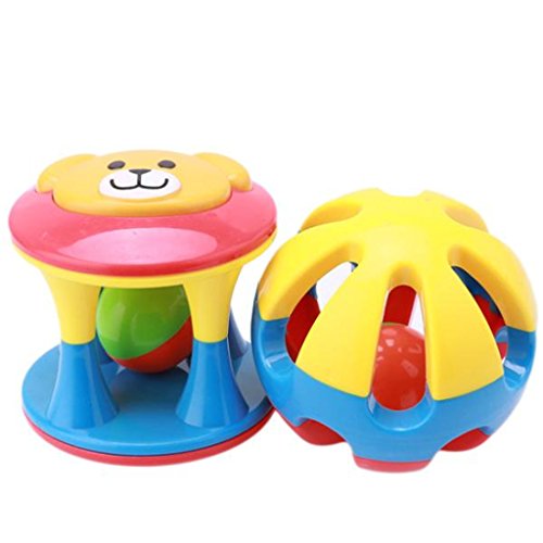 ULAKY 2pcs Baby Newborn Grasp Toy Jingle Rattle Rolling Ball Ring Hand Bell Gift
