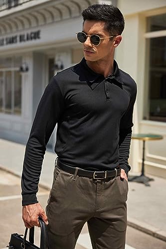 Deyeek Mens Polo Shirts Quick Dry Black Long Sleeve Polo Shirts for Men UPF 50 Sun Protect - image 3