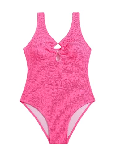 Image of WDIRARA Girl's Cut Out V Neck Ring One Piece Bikini Swimsuit Bathing Suit Swimwear