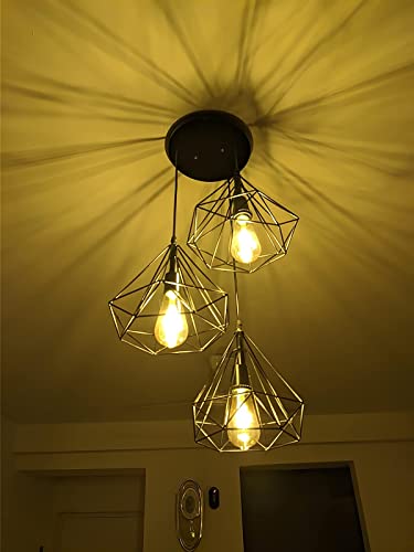 Image of Geometric Pendant Lighting, Geometric Modern Hanging Light Ceiling Fixture for Kitchen Island, Foyer, Hallway, Bedroom and Entryway (Bulb Include) Black Diamond