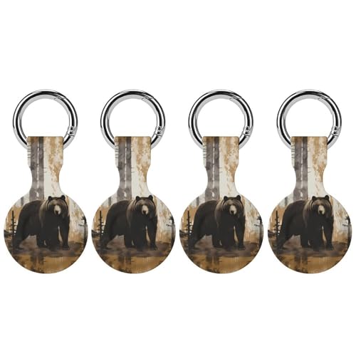 Funda para Airtag de oso en silicona con llavero pack de 4 unidades