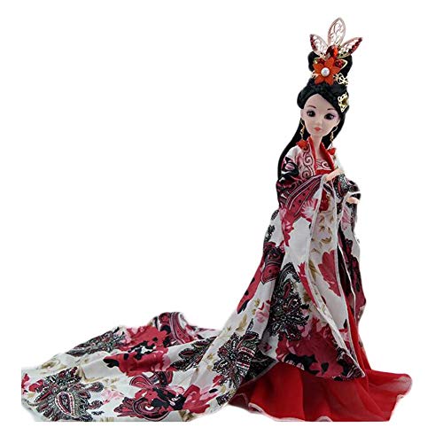 PANDA SUPERSTORE Chinese Ancient Ball-Jointed Doll Red Flora China Ancient Costume 12 Joints Doll Chinese Style Toy Collectibles