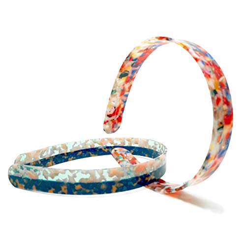 Hoop Headbands for Women Premium Tortoise Acetate Wide Headbands No-Slip Grip Hair Hoop Styling Accessorie for Girls,Twin Pack(Marble)