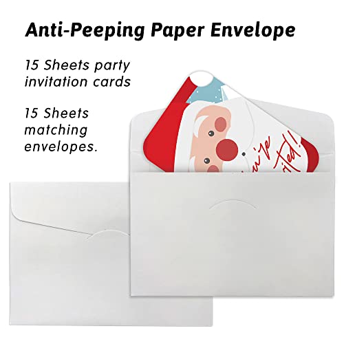 Cusrtyh 15 Sheets Santa Claus Invitation Cards With With 15 Envelopes，Christmas Party Invitation Cards，Jolly Santa Claus Invitation Cards，Christmas Party Supplies，Christmas Invitation Cards #TOP3