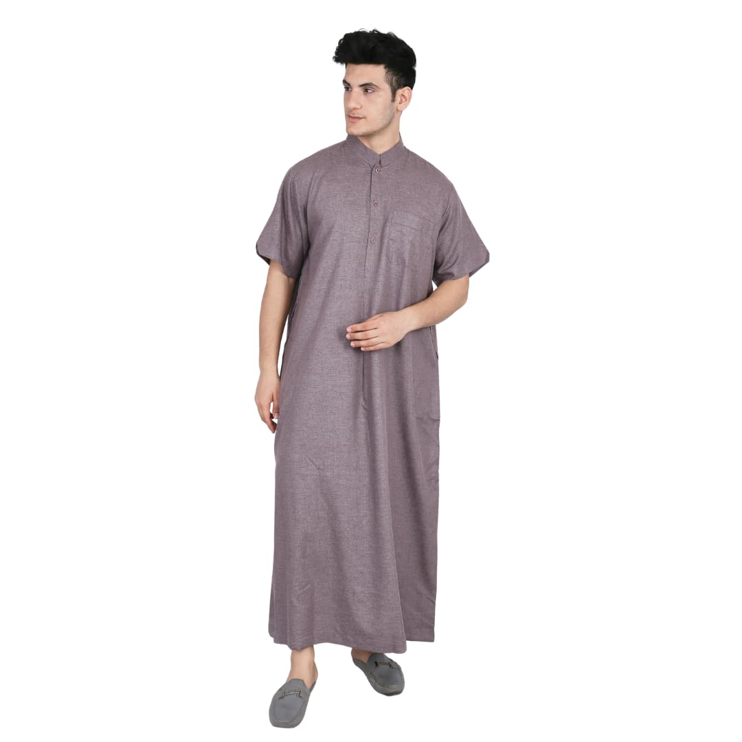 iijabia Muslim Thobe for Men, Short and Full Sleeve Options, Polyester Viscose Jalabiya Muslim Thobe Caftans Big and Tall Mens Arab Thobe-picture-17