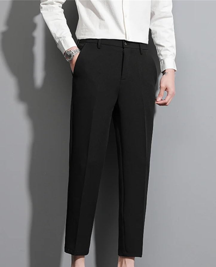 Men's Spring Summer Suit Casual Trousers - Business Classic Straight Ankle-Length Pants Plus Size2