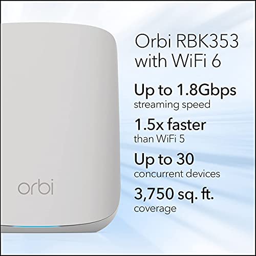 Netgear Systeem WiFi 6 Mesh Orbi (RBK353), 3 stuks, WLAN-router 6 AX1800, wifi van de nieuwe generatie, wifi tot 1,8… - Afbeelding 3