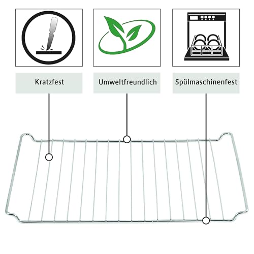 Foto von ICQN 445 x 375 x 35 mm Gitter Backblech Set | Passend für Whirlpool Ignis Bauknecht | Emailliert | Fettpfanne | Verchromt Backofenrost und Emaille Backblech für Backofen