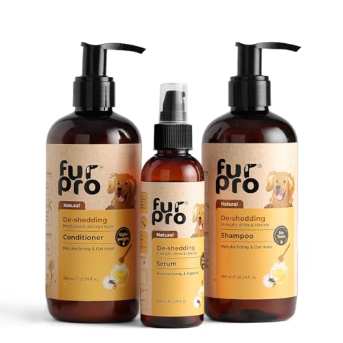 Image of De-Shedding Dog Shampoo Kit - Anti-Shedding Shampoo + Conditioner + Serum - Coat Health Combo - No Tears Pet Shampoo for Adult and Puppy