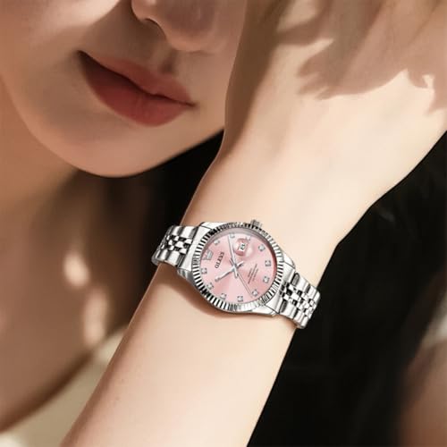 Image of OLEVS Watches for Women Luxury Elegant Stainless Steel Waterproof Luminous Diamond Women's Fashion Watch Ladies Watches for Small Wrists