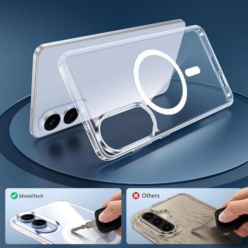 Image of ShieldTech Back Cover Case + Tempered Glass for Samsung Galaxy S25 Edge 5G | Mag-Safe Compatible | Mobile Phone Back Cover Case for Samsung Galaxy S 25 Edge | Samsung S25 Edge 5G TPU Transparent Case