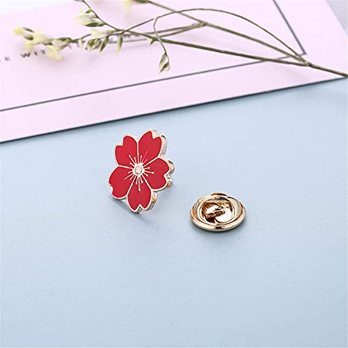Image of 4pcs Cherry Blossom Brooch Pins Cute Flower Cherry Blossom Enamel Lapel Pin for Teen Girls Women Jewelry Gifts Friendship