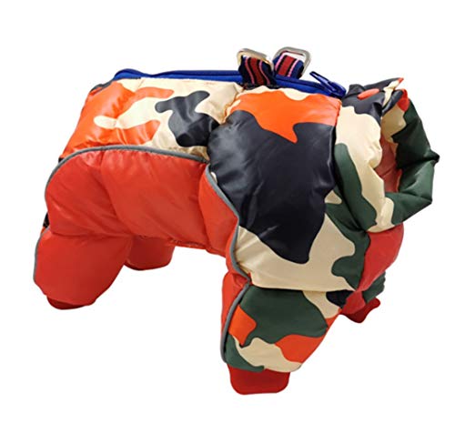 ICOUCHI 犬服 秋冬 つなぎ パーカー あたたかい 防寒 ロンパース ドッグウェア ペット服 ダウンジャケット コート 迷彩柄 綿服 四つの足 ペット用品 洋服 厚い 可愛い 柔らかい 小中型犬 子犬 お散歩 お出かけ 雪対策