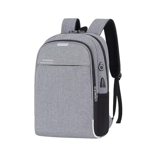 Mochila Executiva para Notebook 15,6' Antifurto com Cadeado Embutido Porta USB e Fone Impermeável para Trabalho e Viagem (Cinza)